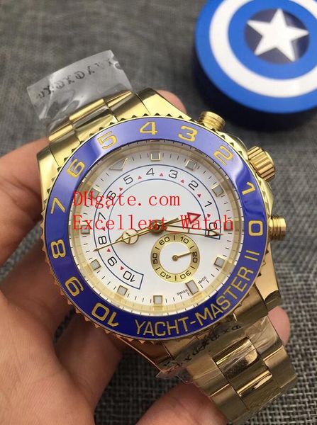 

2 цветных мужские часы 44 мм Yacht Master 116688 116689 116681 18-каратное желтое золото Керамическ