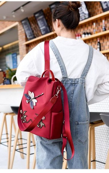 

2020 new backpack female 3d embroidery dragonfly fashion casual trend backpack ladies