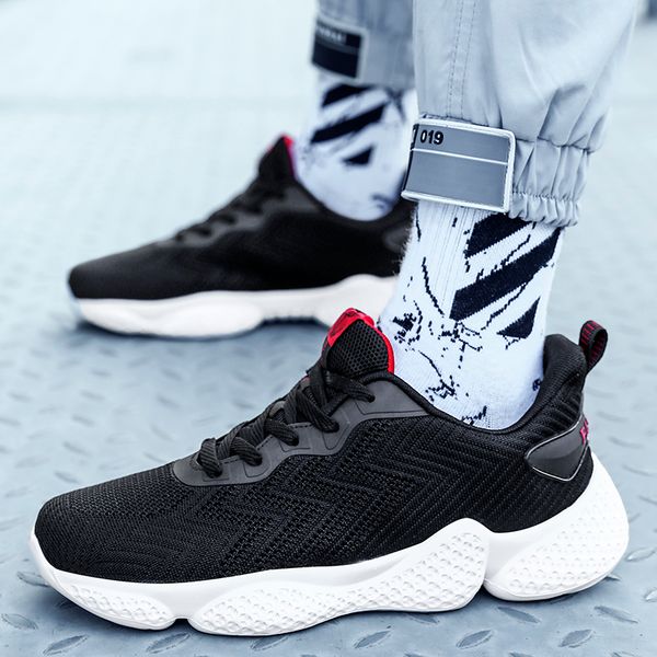 

breathable 2020 new men shoes sneakers casual lightweight man sports sneakers mesh comfortable men trainers footwear 39-44, Black