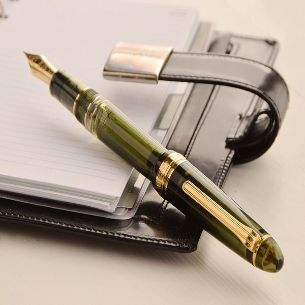 

japan sailor 21k large capacity piston champagne green fountain pen 11-8367-362