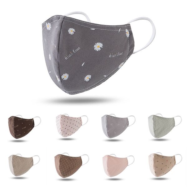 

20 шт мода крышка 4 слоя складные моющееся дизайнерское лицо маски многоразовой пыль во рте бактерии сажевого защитного хлопок маску для лиц