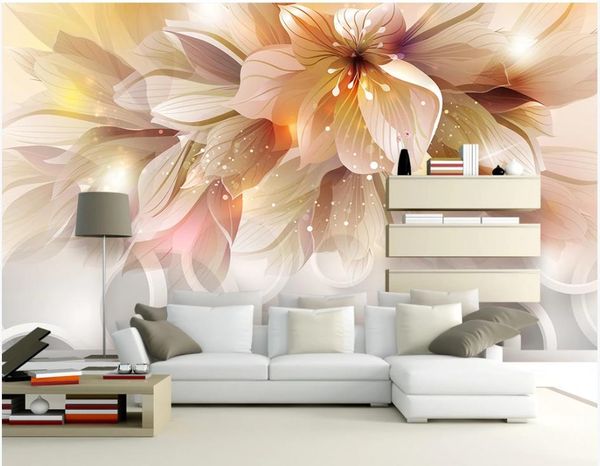 

wall papers home decor modern minimalist fashion fantasy lily wallpapers living room background wall painting