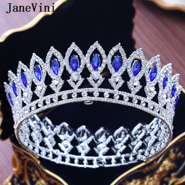 

janevini luxury rhinestone bridal tiaras and crowns baroque full crystal diadem queen headbands wedding hair jewelry accessories, Golden;white