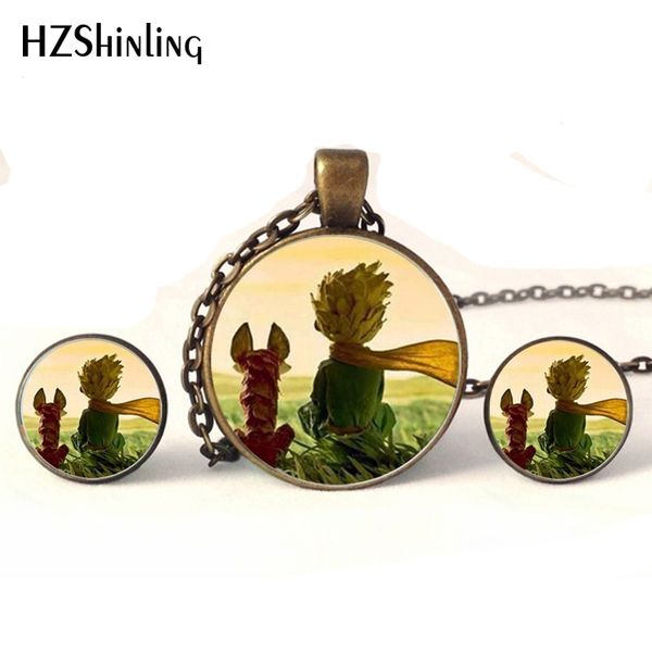 

nr-0011 new fashion the little prince with jewelry set little prince necklaces and earrings glass dome necklace wholesale, Silver