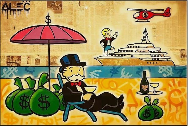 

alec monopoly oil painting on canvas graffiti art rich and famous lifestyle large picture for living room 190921