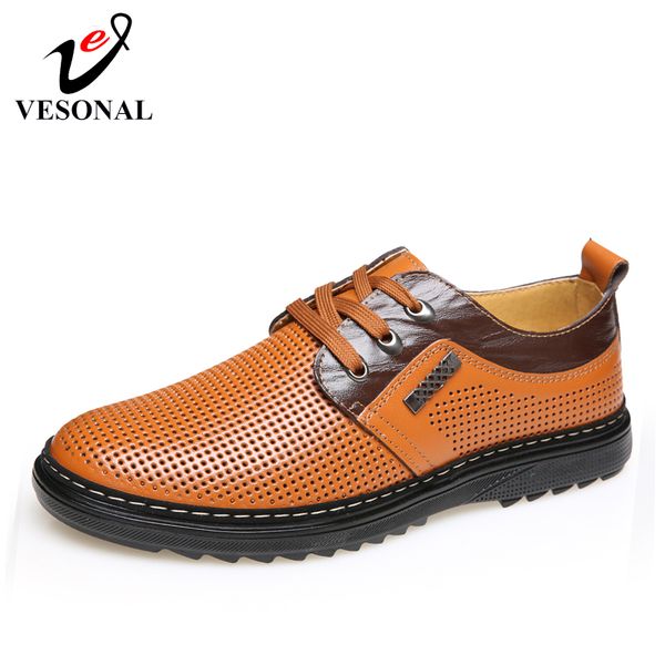 

vesonal 2019 new brand summer classic genuine leather men shoes oxford casual sneakers for male comfortable breathable footwear, Black