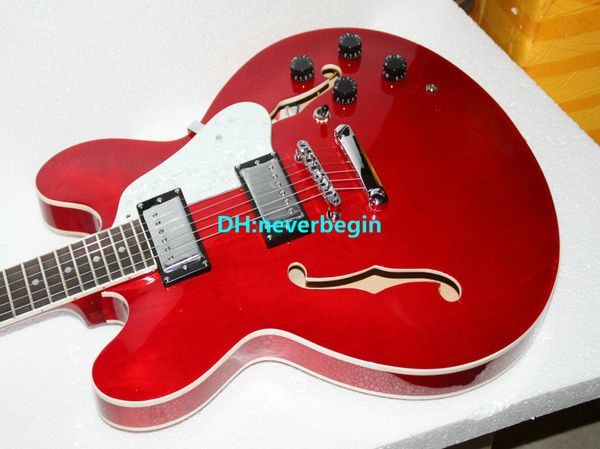Frete grátis fábrica da china nova chegada guitarra elétrica semi oca na melhor guitarra jazz vermelha