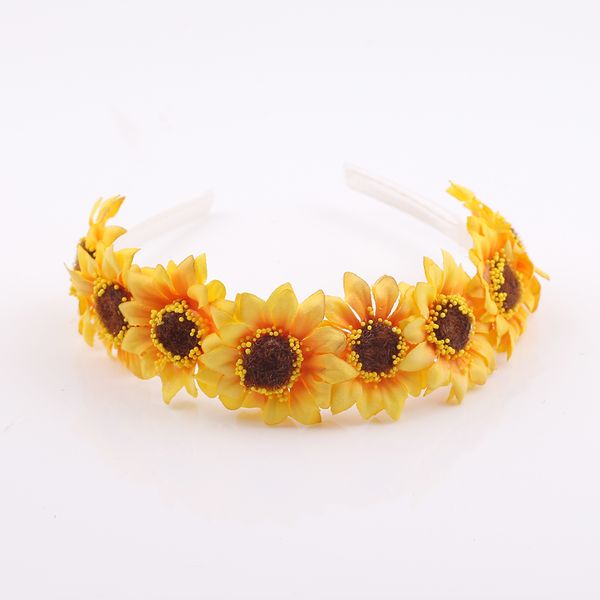 Kids Headband Hair Accessories Elastic Princess Sunflower Girls Headwear Wedding Crown Wreach Band Christmas Party Gift Flower Hair Accessories Flower