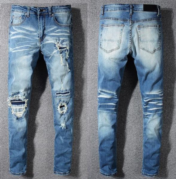 

tide brand designer man casual versatile comfortable mens urban trousers fashion new boutique men luxury jeans, Blue