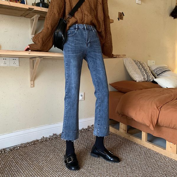 

синие новых джинсы женщины 20 весна досуг хань издание высокая талия, Blue