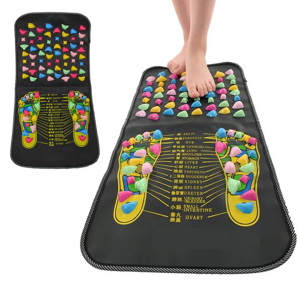 

chinese reflexology walk stone pain relieve foot leg spa massage mat health care g66