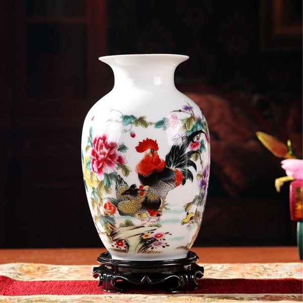 

jingdezhen glazed white ceramic vase traditional chinese paintings flower arrangement home decoration vase