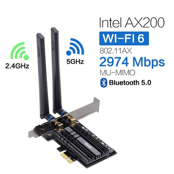 

двухдиапазонный 2400 мбит / с wifi 6 ax200ngw pci-e 1x сетевая карта для intel ax200 2.4 g/5ghz 802.11 ac / ax bluetooth 5.0 беспроводной ад