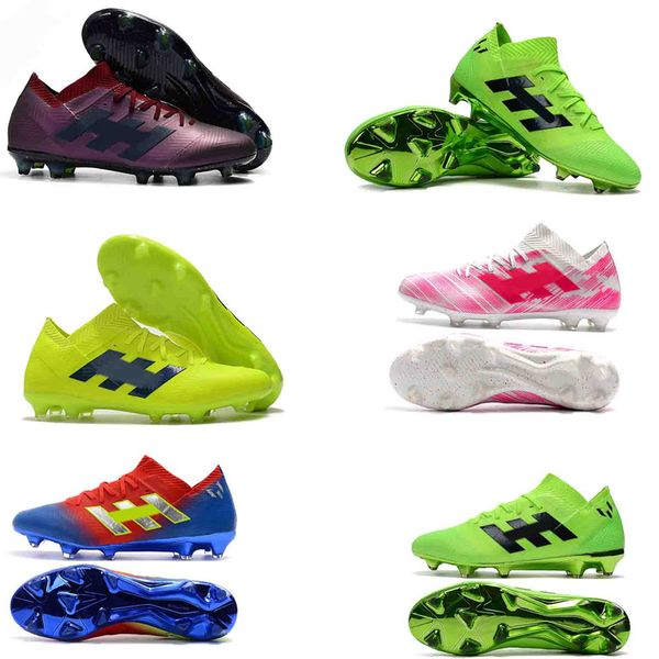 

2019 new mens soccer cleats Nemeziz Messi 18.1 FG soccer shoes Nemeziz 18 chaussures de football boots chuteiras de futebol orange original