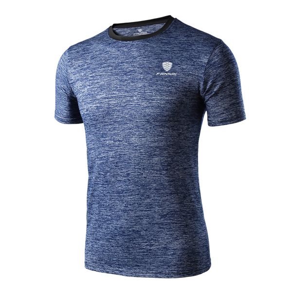

sports rnnning t shirt men quick-drying breathable loose t-shirt o-neck outdoor hiking fitness training top, Black;blue