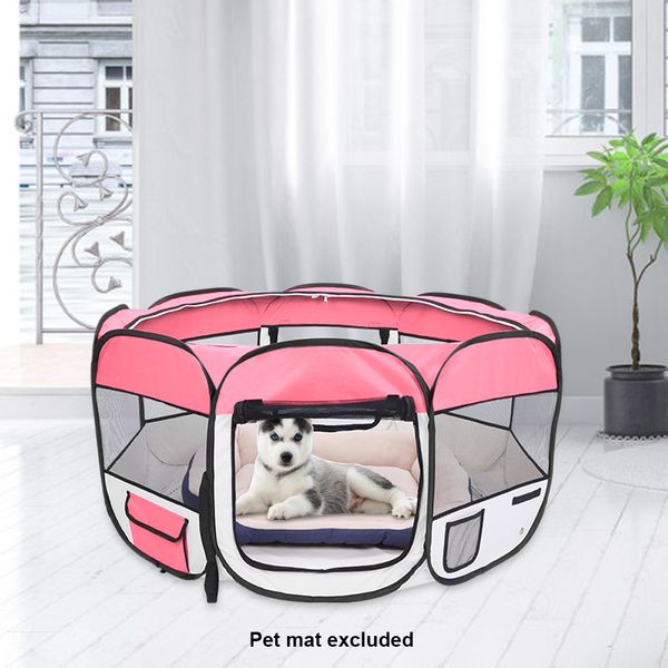 

портативный складной 600d оксфорд ткань сетки pet playpen забор восемь панелей розовый