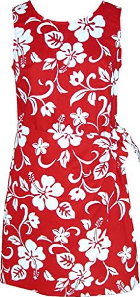 

rjc women's hibiscus pareo hawaiian mock wrap sarong dress, Black;gray