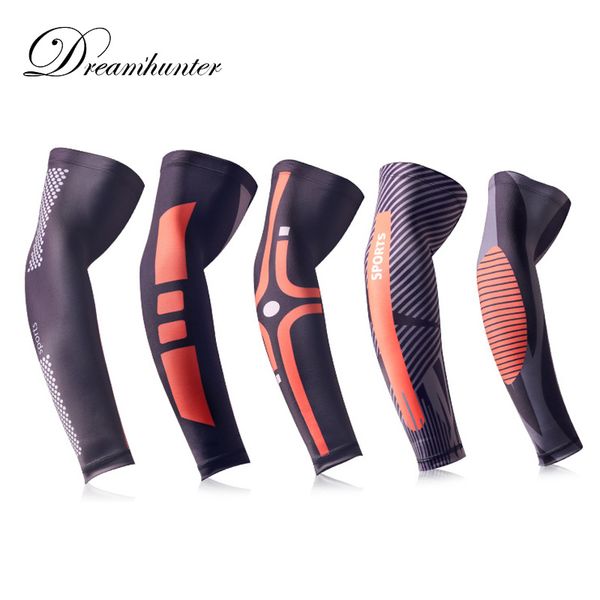 

1 pair breathable arm sleeves for gym cycling sun protection basketball compression arm warmers armguard braces hand support, Black;gray