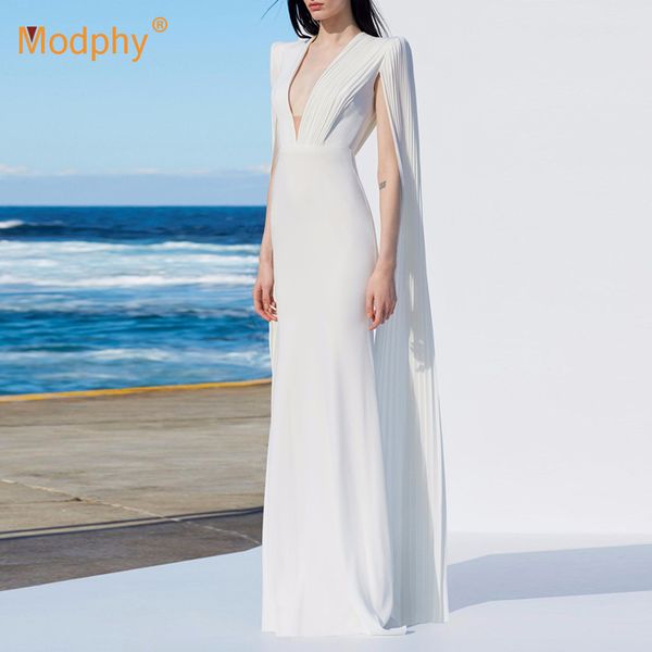

winter white elegant long mermaid dress women's long sleeve deep v-neck bodycon dress celebrity runway evening party dress, Black;pink