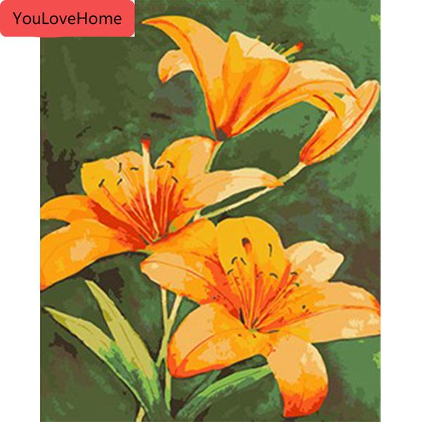 

oil painting lily flower drawing canvas acrylic handpainted home decor pictures by number wall art for adults diy picture art kits