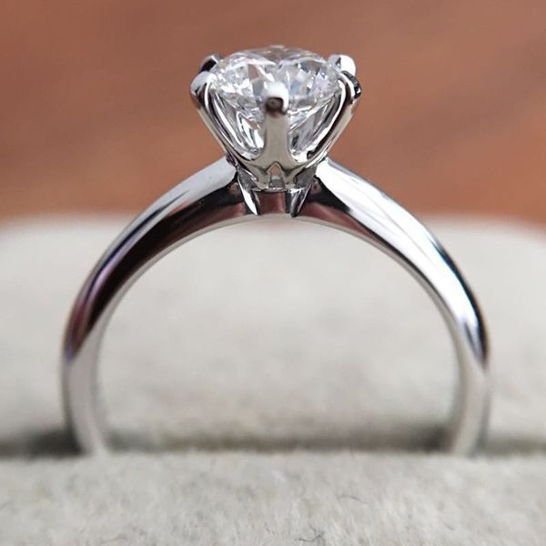 

classic 925 sterling silver moissanite ring simple style 1ct ij color jewelry anniversary ring, Golden;silver