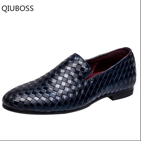 

qiuboss new fashion spring autumn men casual shoes men flats shoes wear comfortable male leather casual driving q453, Black