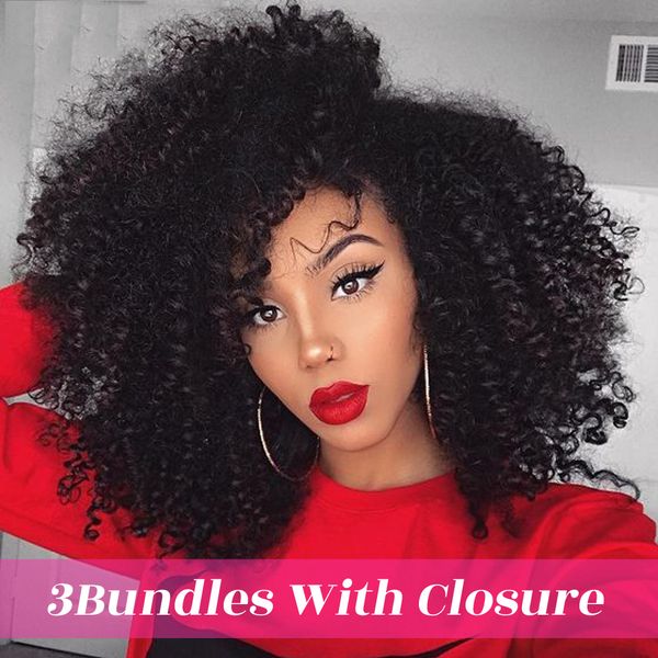 3 Bundles 100 Unprocessed Malaysian Hair Curly Weave With Lace