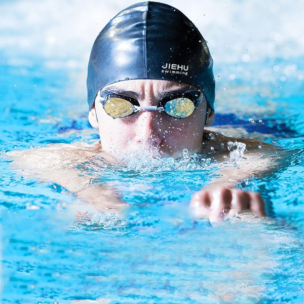 

women men protection waterproof silicone hat beach high elasticity diving travel portable printed sports swimming cap