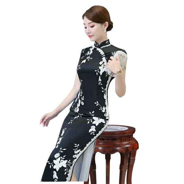 

черный vintage китайского стиля qipao длинных ручной кнопочного cheongsam женщины платья мандарин воротник традиционных платья размер  -3xl, Red