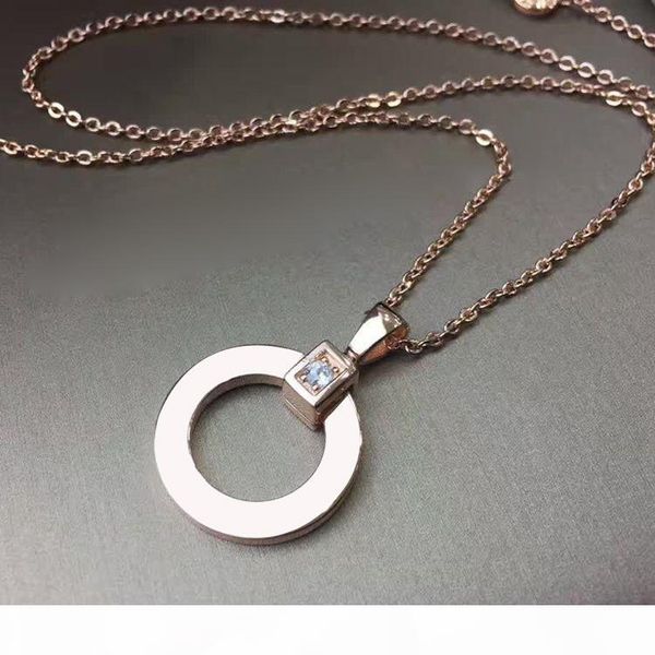 

new fashion brand titanium steel necklace 18k gold rose silver single ring necklace for catwalk and couple gifts