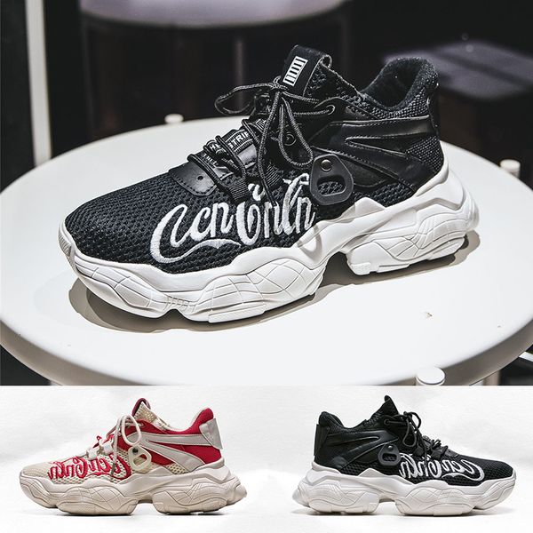 

2020 luxury classical flying line men women old dad shoes red black white comfortable gym athletic trainers sports sneakers casual shoes, White;red