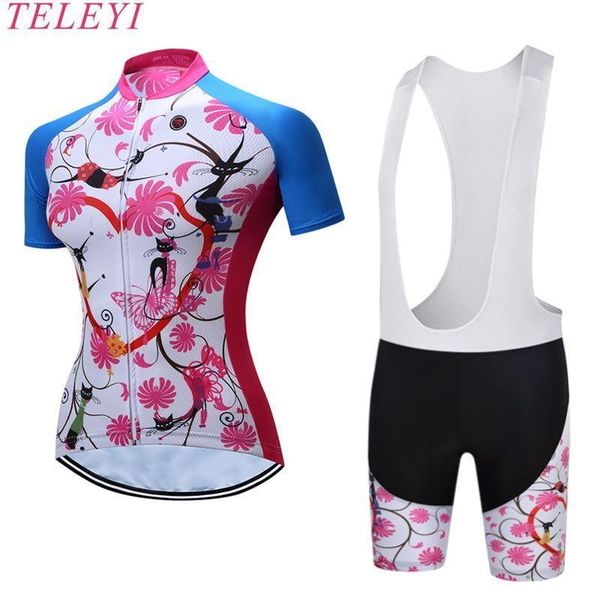 

2020 teleyi kaitlyn breathable mtb bike clothing women bicycle clothes ropa ciclismo cycling wear 100 %polyester cycling jersey, Black;red