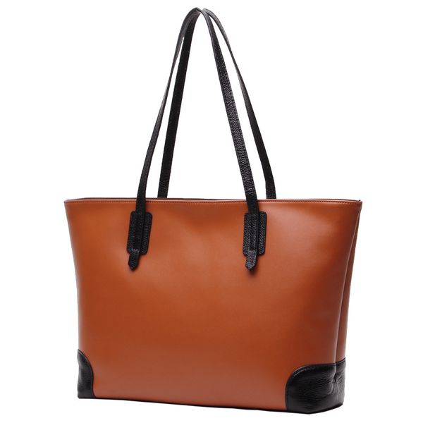 

2020 новый кожаный мешок женщин большой мешок верхний слой кожи коровы простой цветовой контраст женская мода одно плечо большой