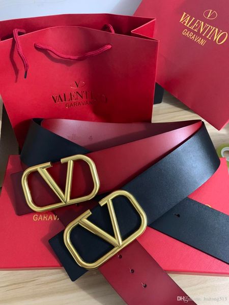 

the latest quality of the gold big v buckle women's belt with box 7.0 cm fashion luxury ladies girdle, Black;brown