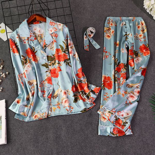 

women shirt pants pajamas sets sleepwear spring summer lady home wear nightgown suit robe bath gown sleepshirts -xxl, Black;red