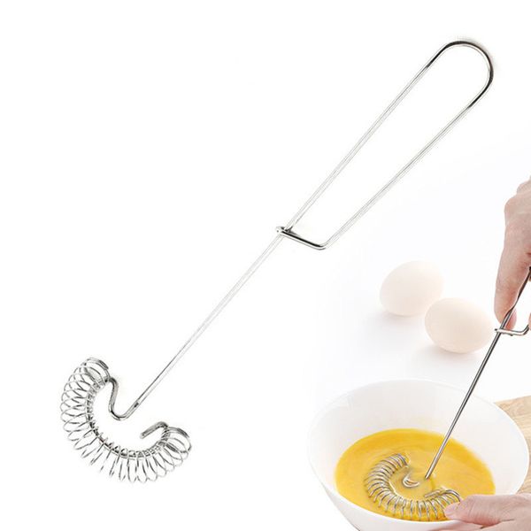 Egg Beater Silicone Mixer Hand Press Rotating Whisk Foamer Kitchens Cooking Tool