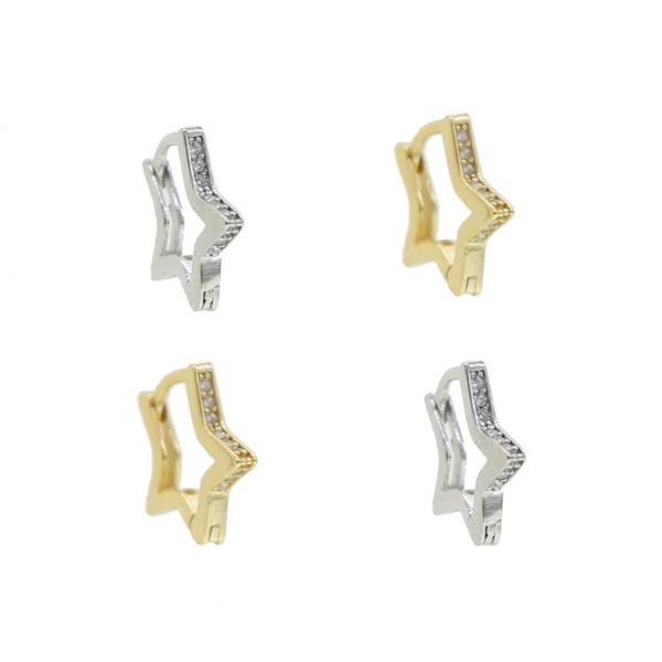 

cute lovely girl jewelry 100% 925 sterling silver small hoops cz mini star shaped mini huggie hoop earring, Golden;silver