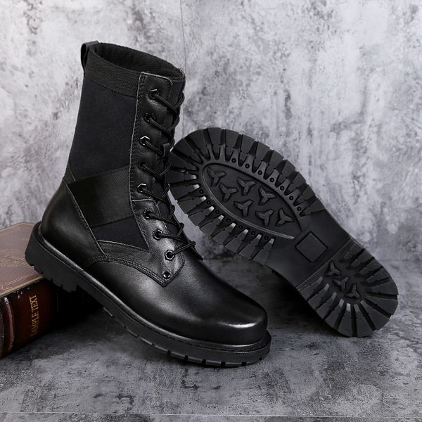 

men leather for men casual luxury boot lovers popular motocycle boots size 49 winter high-combat boots %h89288, Black