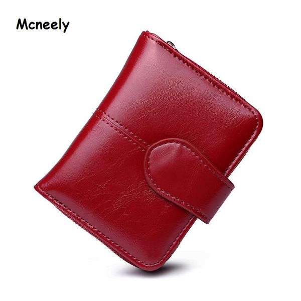 

mcneelyl ladies wallet money purses bag female coin purse for women girl student short wallet organizer big capacity, Red;black