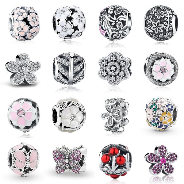 

new 925 sterling silver cross love heart mom charm pink gold enamel bead fits bracelet diy for women jewelry accessories no.015, Bronze;silver