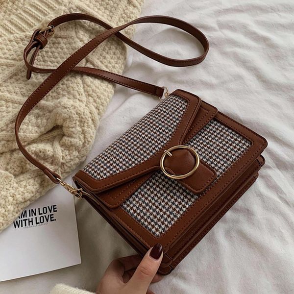 

monnet cauthy new fashion bags for women classic elegant chic style messenger bag patchwork color brown black office ladies flap