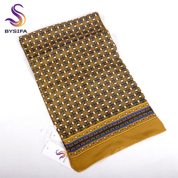 

bysifa] winter gold yellow men scarves cravat fashion men business scarves neck scarf spring autumn winter new plaid silk scarf, Blue;gray