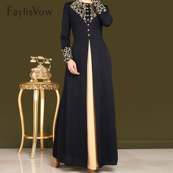 

muslim abaya dress gold stamping print dubai abayas for women long sleeve kaftan maxi dresses button solid blue elegant clothes, Red