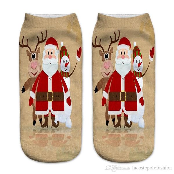 

merry christmas print womens sock fashion santa claus milu deer print sock slippers donna casual hosiery, Black;white