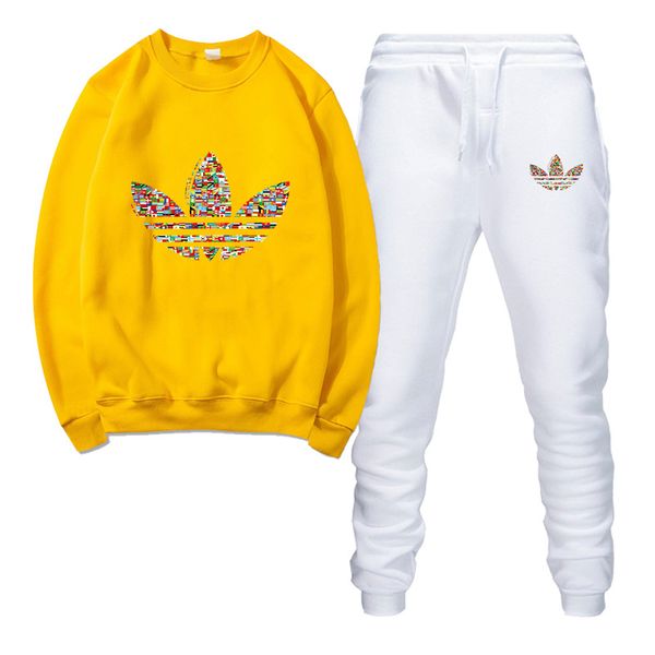 

designer fashion brand sports suit men's warm sportswear running clothes men's sports suits printing suit men's shirt + pants, Gray