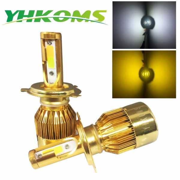 

yhkoms автомобиля фара h4 led h7 светодиодные лампы 3000k 6000k h1 h3 h8 h11 9005 hb3 9006 hb4 880 881 h27 двойной цвет желтый белый свет