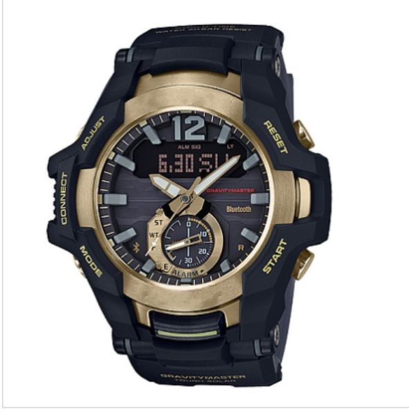 

gr-b100 men's watch gw9400 waterproof and shockproof bluetooth led display silicone belt ing, Slivery;brown