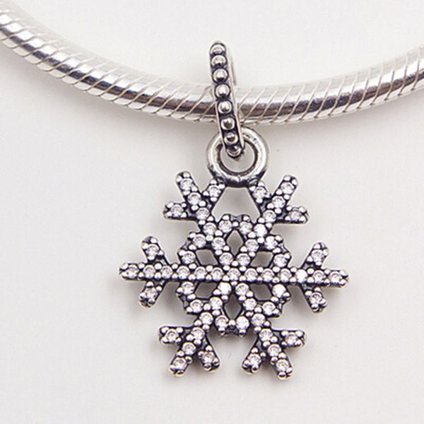 

925 стерлингового серебра снежинка мотаться charm bead с clear cz подходит для европейского pandora ювелирные изделия браслеты колье, Black