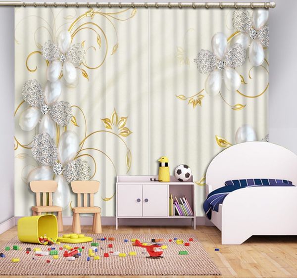 

customize 3d curtains jewelry flowers blackout curtains living room room bedroom window 3d