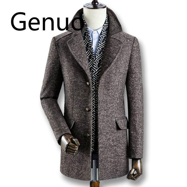 

2019 men winter autumn thick wool coats parkas male casual fashion slim fit large size business dress coats blends men, Black